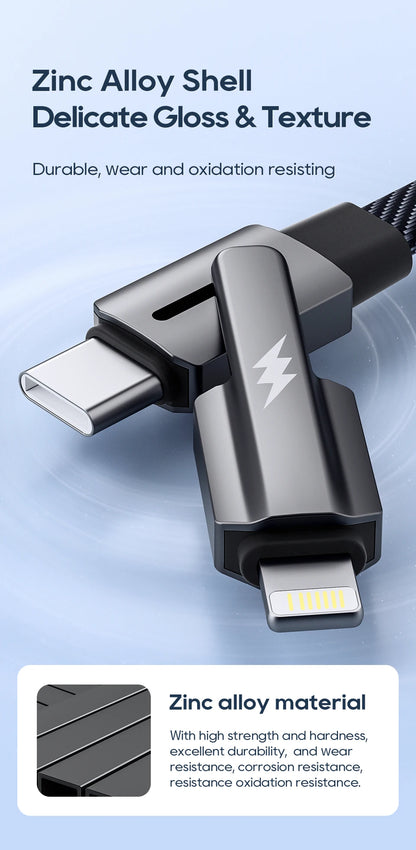 KUULAA 2 in 1 USB C Cable 60W PD Fast Charging Wire for iPhone 15 14 Pro Max iPad HUAWEI Xiaomi Tablets Type C Cable