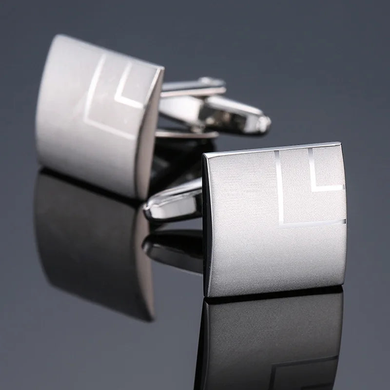 Cufflinks Man Luxury French Cufflinks Button Laser Enamel Gold Silvery Cuffs Retro Metal Buckles For Mens Shirts Tuxedo Studs