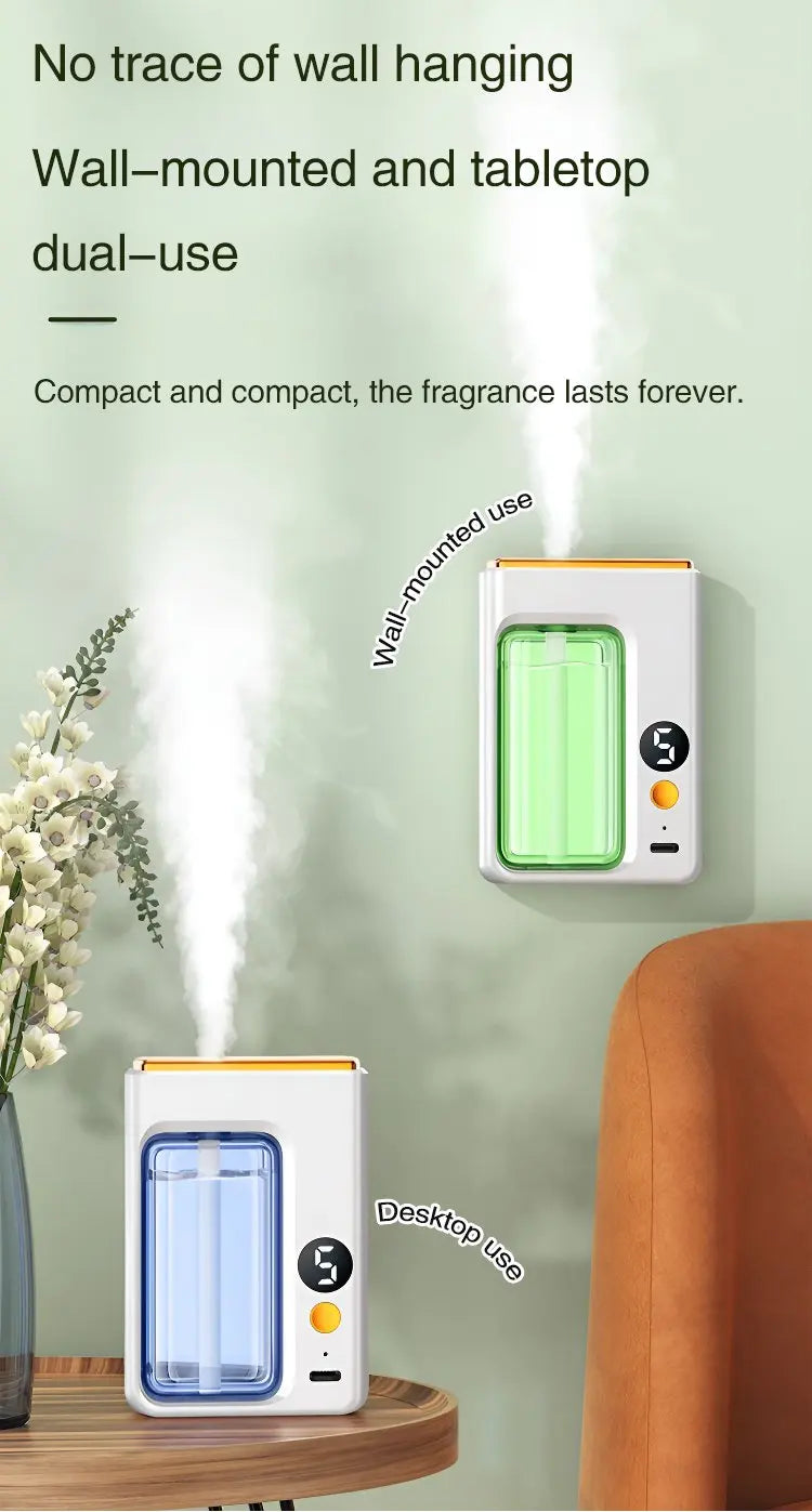 NEW Diffuser Aromatherapy Machine,Wireless Wall Hanging Portable Automatic Fragrance Spray Bathroom Toilet Deodorization
