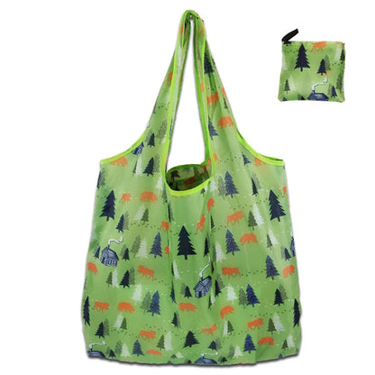 Shopping Bags Fashion Portable Various Prints and Large Capacity Convenient Nylon Easy to Fold Package Travel Essential
