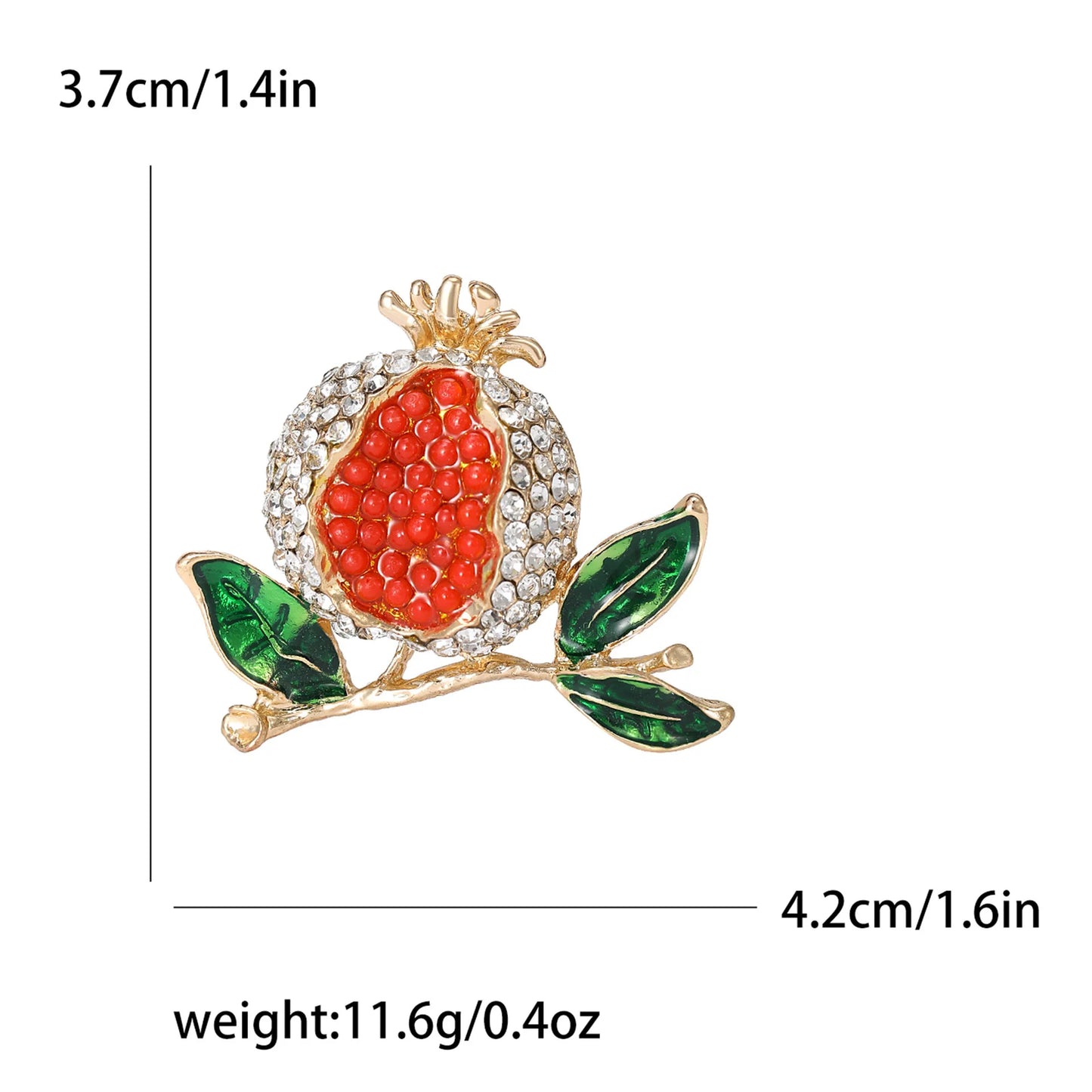 Essh&Pule Chinoiserie Pomegranate Brooch Red Enamel Rhinestone Fruit Lapel Pin Oriental Lucky Women Suit Coat Jewelry Gift
