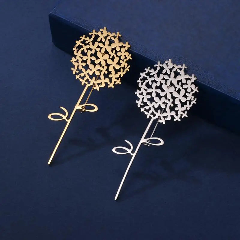 ❃Trendy Stainless Steel Dandelion Brooches For Women Plant Pins Casual Party Accessories Luxury Gifts Friends