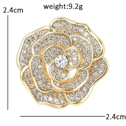 Wuli&baby Elegant Shining Rose-flower Brooches For Women Lady 2-color Rhinestone Flower Summer Collar Brooch Pin Fashion Gifts