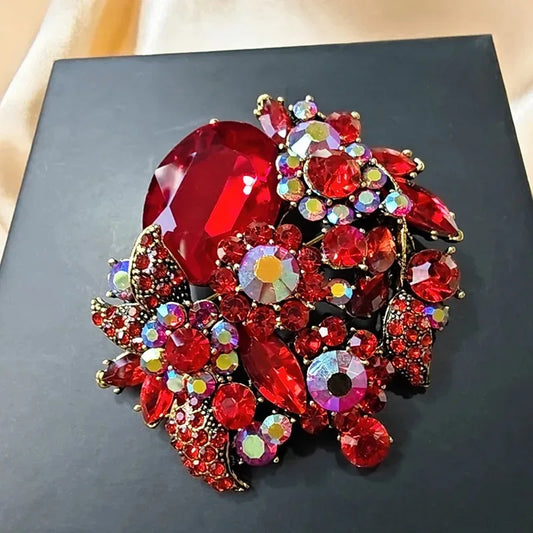 Women Style Stylish Flower Rhinestone Alloy Brooch Jacket Coat Jewelry