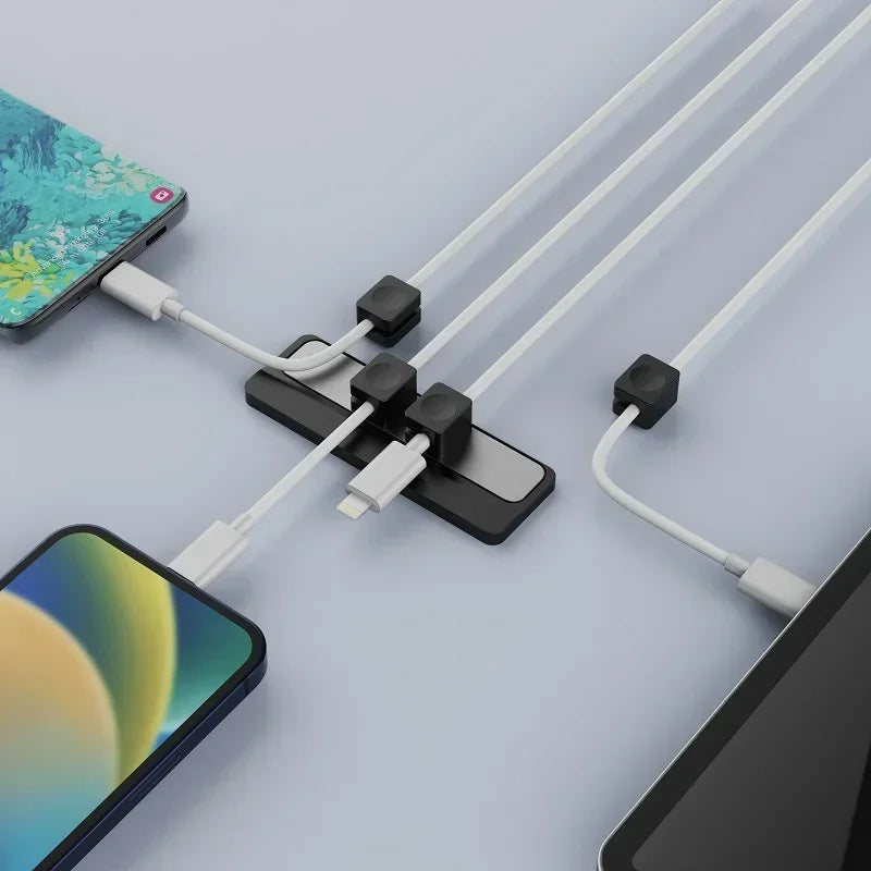 Adjustable Magnetic Cable Clips Cord Organizer Holder under Desk Smooth Wire Management Pad - Keeper for Home Office