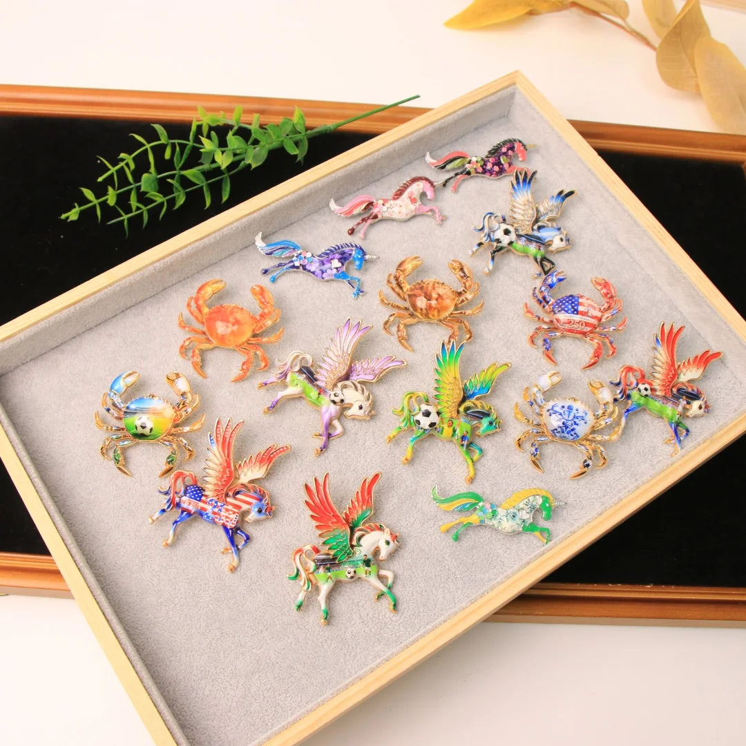 Baroque-style Luxury Enamel Alloy Crab-Design Brooch for Men and Women, Jewelry and Fashion Accessories