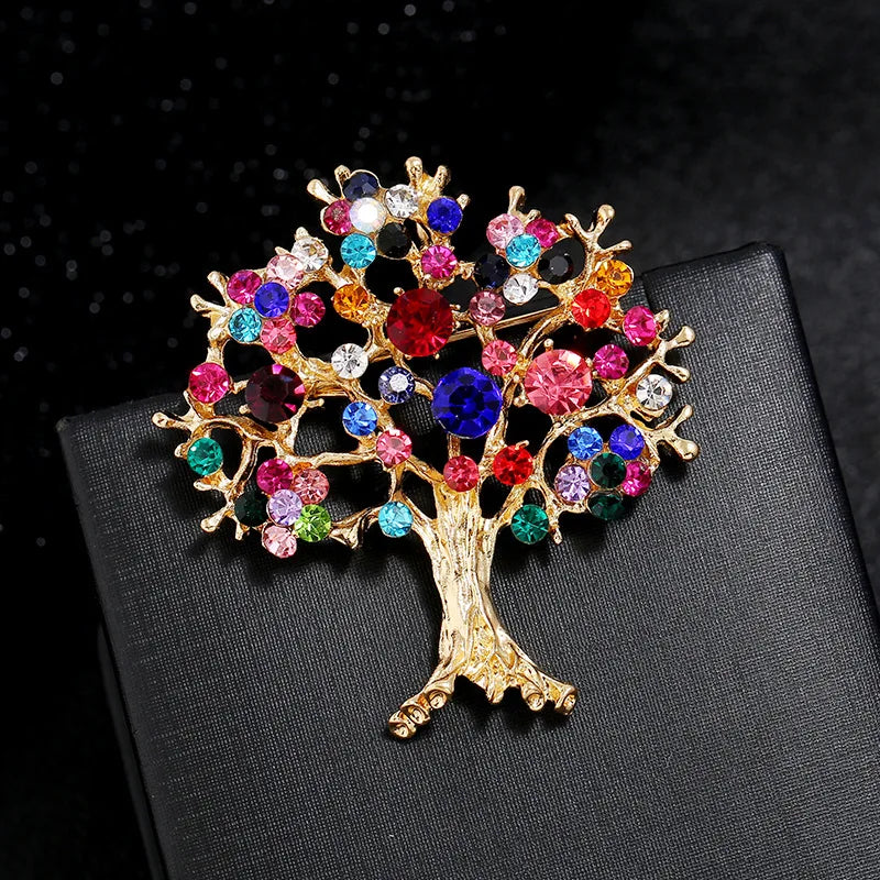 SKEDS Luxury Rhinestone Christmas Tree Snow Man Brooch For Women Men Exuqisite Fetival Enamel Badges Buckle Trendy Jewelry Pin