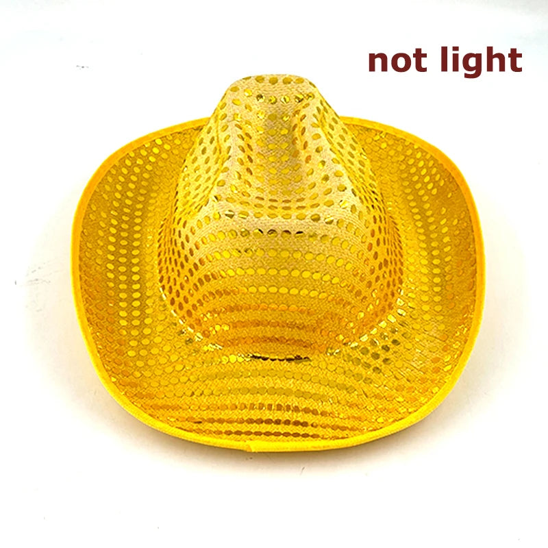 LED Glowing Cowgirl boy Hat Neon Luminous Bride Hat For Holiday Light Up Supplies Fluorescent Party Props Bachelorette Party Hat