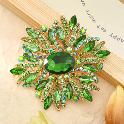 SKEDS Full Crystal Shining Boutique Flower Brooch Badges For Women Exaggerated Exquisite Decoration Pin Accessories