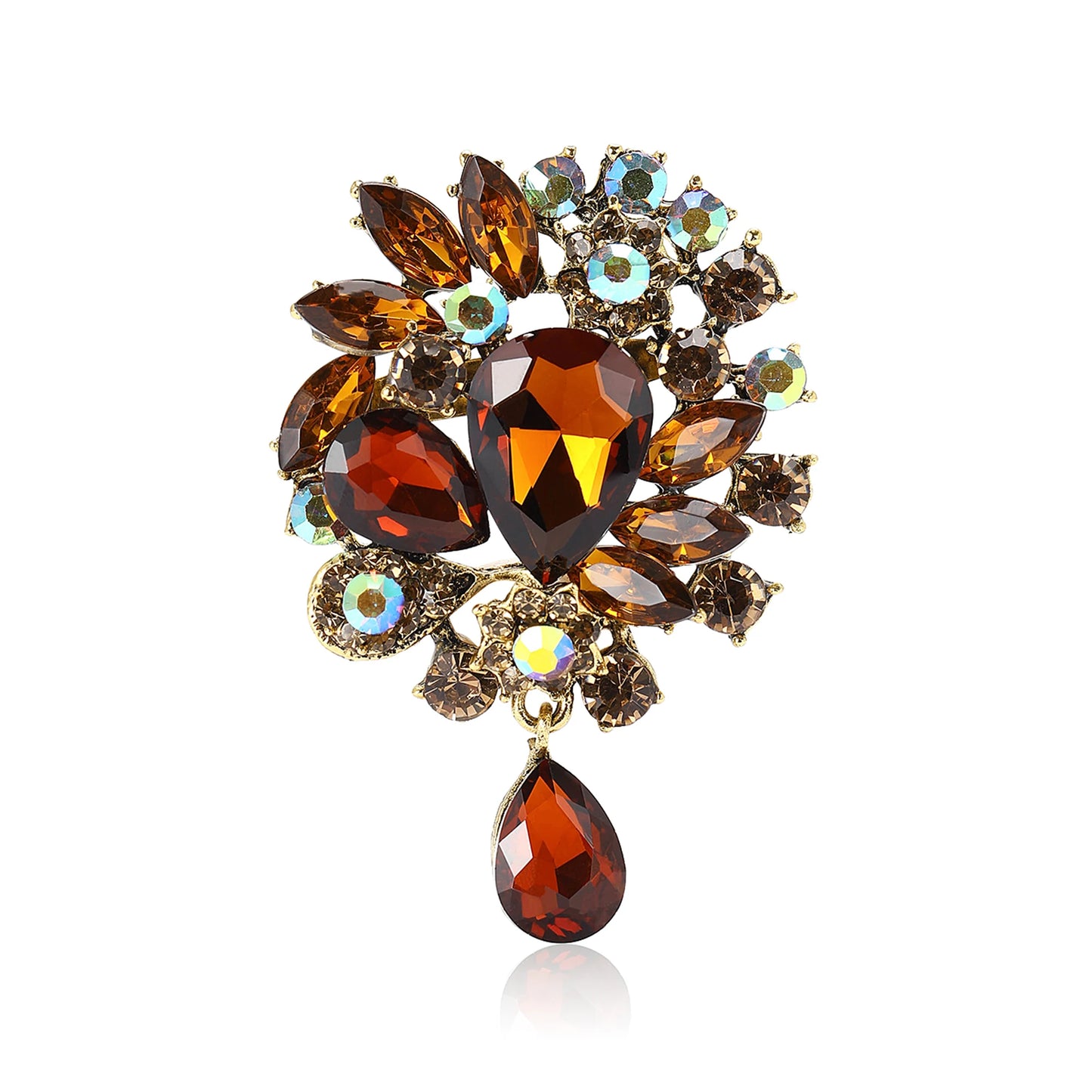 Beaut&Berry Vintage Crystal Glass Brooches for Women Unisex Rhinestone Pins Friends Party Gifts Banquet Jewellery Accessories