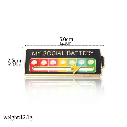 My Social Power Battery Brooch Social Power Enamel Badge Transform Mood Energy Brooche Alloy Badge Gift Brooches for Women Pin