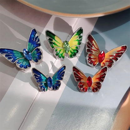 Trendy Enamel Rhinestone Butterfly Brooches For Women Luxury Large Crystal Insect Animal Brooch Pins Casual Office Jewelry Gift