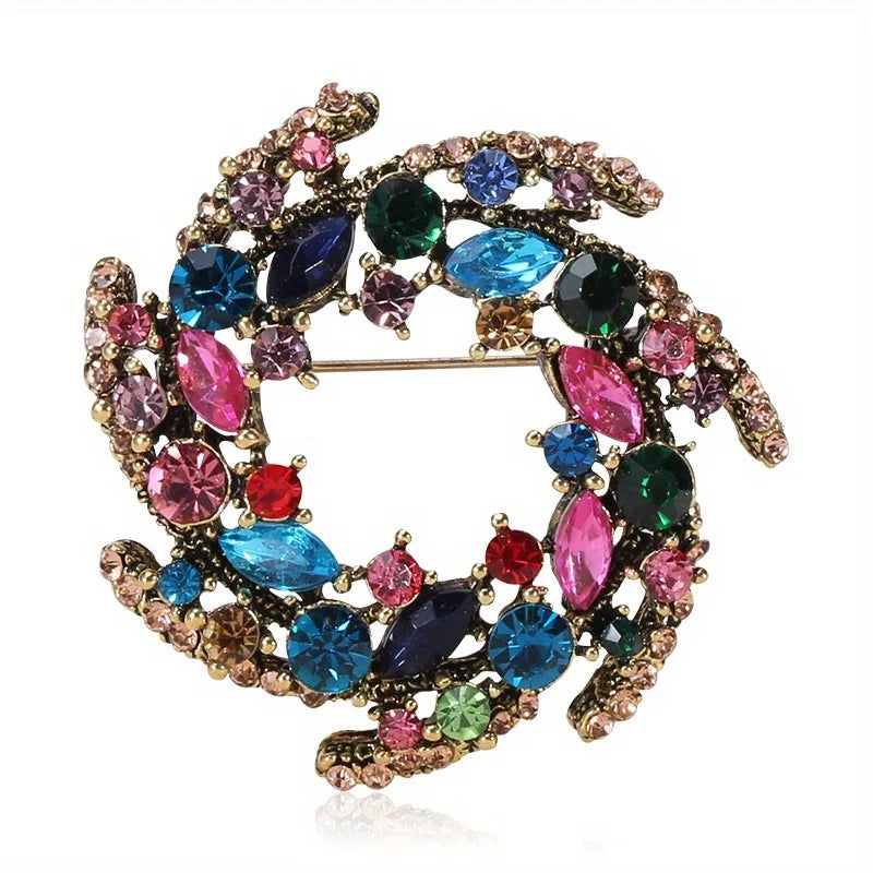 SKEDS High-end Women  Exquisite Crystal Flower Badges Pin Fashion Creative Luxury Rhinestone Shining Brooch Corsages