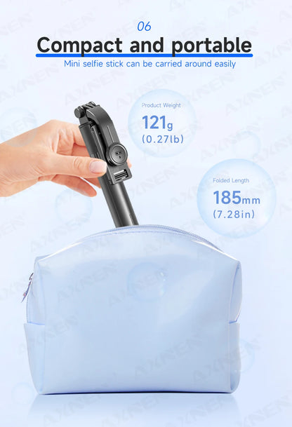 Bluetooth Selfie Stick Tripod Desktop Stand, Phone Holder, Wireless Remote Shutter, for iPhone Android, Option with Fill Light