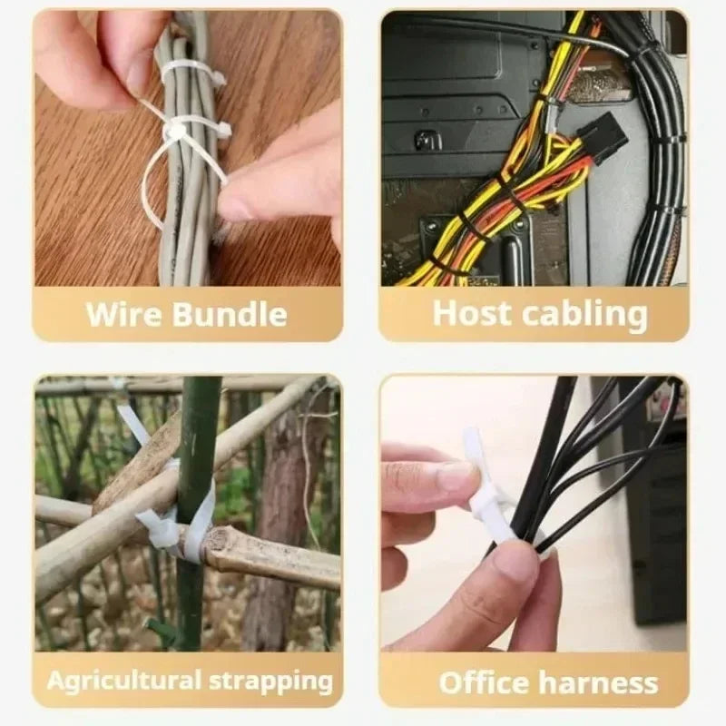 10Pcs Reusable Cable Ties Cable Lock Loop Nylon Ties Removable Recyclable Mixed Colours Black White Cable Ties