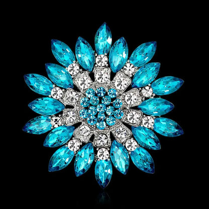 New retro men and women's fashion versatile brooches shiny crystal big flowers rhinestone pin accessories jewelry gifts