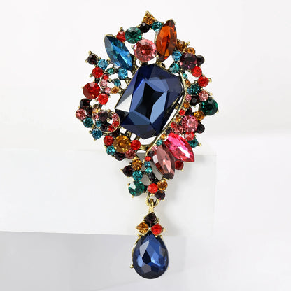 Crystal Glass Pendant Brooches for Women Unisex Rhinestone Flower Pins Banquet Party Backpack Gifts Jewelry Accessories