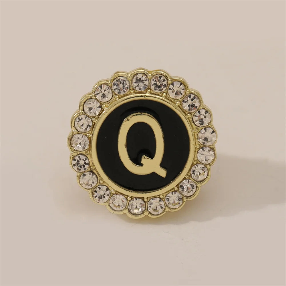 26 English Initials A-Z Brooches Classic Full Around Crystal Golden Alphabet Pins For Women Men Girls Clothes Bag Jewelry Gift