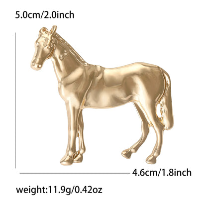 Beaut&Berry Fashion Glossy Horse Brooches for Women Unisex Animal Pins Casual Party Accessories Luxury Gifts New Event Friends