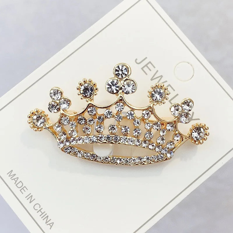 Fashion Crown Brooch For Women Vintage Zircon Crystal Luxurious Jewelry Girl Princess Gift
