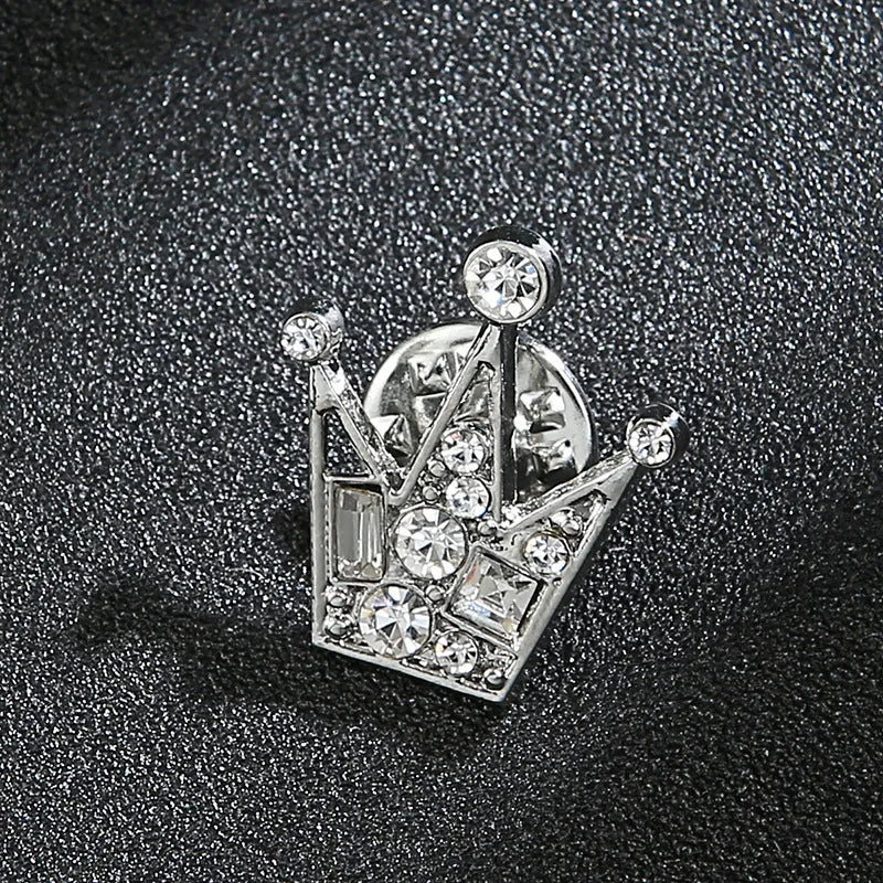 Crown Chain Brooch Vintage Tassel Crystal Brooch Temperament Rhinestone Lapel For Women Dress Mens Shirt Suit Set Collar Jewelry