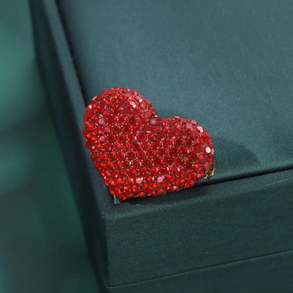 Shining Red Heart Brooches For Women Unisex Rhinestone Love Party Office Brooch Pins Gifts