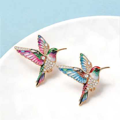 Wuli&baby Lovely Hummingbird Brooches Pins For Women Unisex 5-color Beautiful Rhinestone Bird Animal Party Casual Brooch Gifts