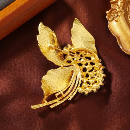 Ladies Flower Brooch Accessories Elegant Simple Gold Color Pin