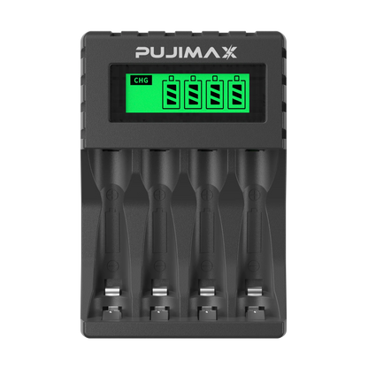 PUJIMAX 4 Slots 1.2V Smart Battery Charger LCD Display For AA/AAA NiCd NiMh Rechargeable Battery Portable Fast Charging Adapter