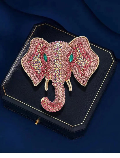 Vintage Women Men Fashion Palace Design Elephant Rhinestone Brooches Pins Retro Middle Unisex Suit Dress Badges Buckle Jewelry