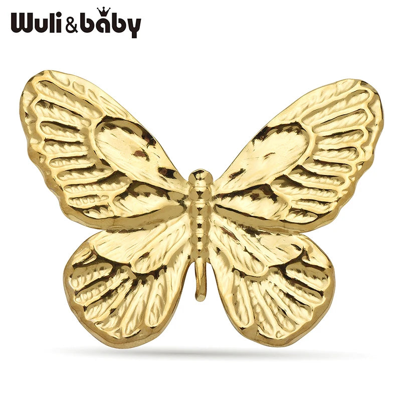 Wuli&baby Stainless Steel Butterfly Brooches For Women Unisex 2-color Beautiful Insects Office Casual Brooch Pins Gifts