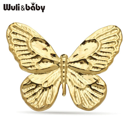 Wuli&baby Stainless Steel Butterfly Brooches For Women Unisex 2-color Beautiful Insects Office Casual Brooch Pins Gifts