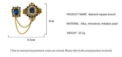 Studded Pearl Shaped Square Brooch Women Palace Style Retro Design Sense Suit Pin Niche Fashion Accessories for Lady Gift