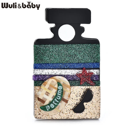 Wuli&baby Acrylic Beautiful Bottle Brooches Pins For Women Unisex With Hat Sunglasses Bottle Brooch Gifts