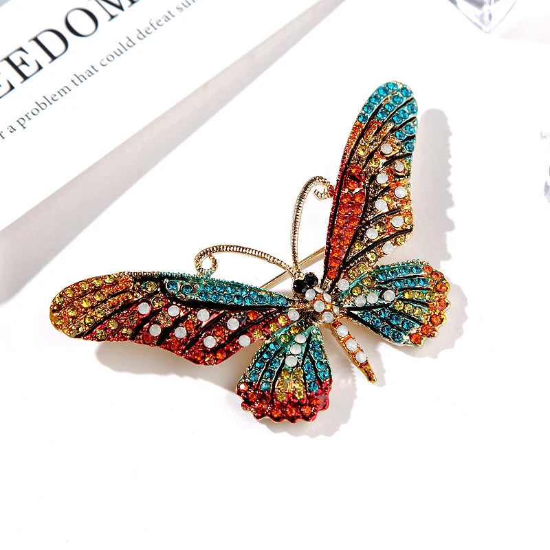 UILZ Colorful Butterfly Designer Zircon Brooch Women Shiny Crystal Lapel Pin Luxurious Clothing Jewelry Accessories