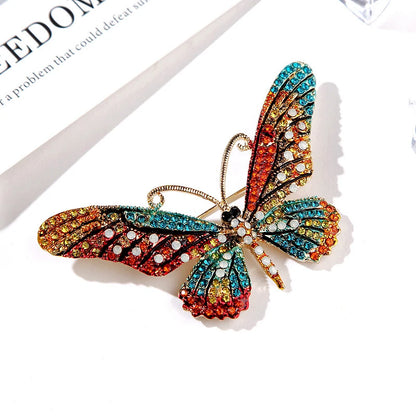 UILZ Colorful Butterfly Designer Zircon Brooch Women Shiny Crystal Lapel Pin Luxurious Clothing Jewelry Accessories