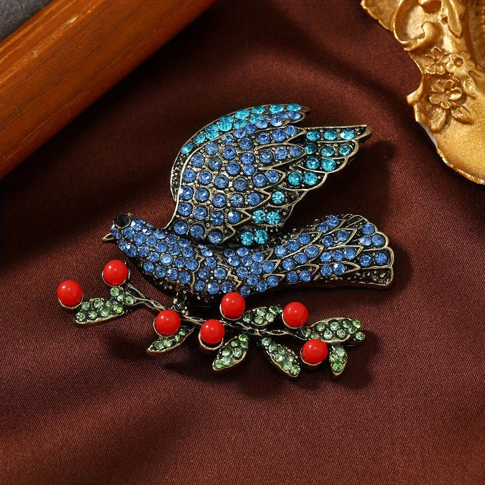 Baroque Luxury Beautiful Peace Dove Bird Design Men Women Brooch Pin，Jewelry Accessories, WeddingHolidayPartyCoupleSurprise Gift