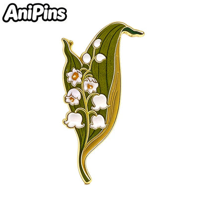 AniPins Cute Flower Pins 7-design Enamel Orchid Lilac Flower Metal Brooch Pin On Backpack Clothes Lapel Badge Friends Gifts