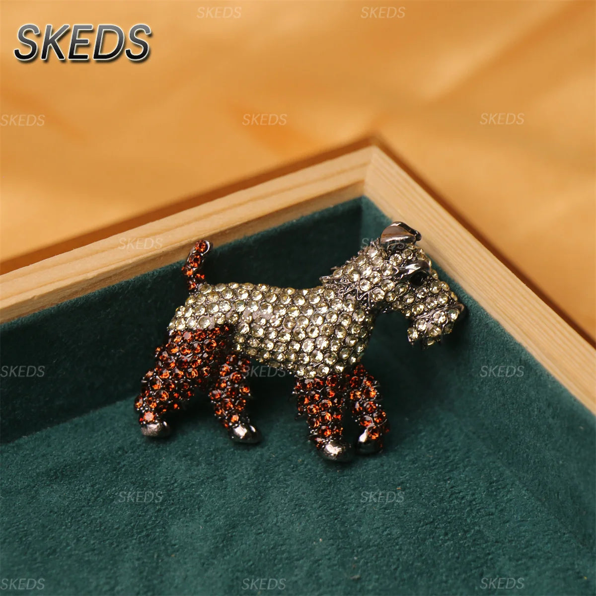 SKEDS Cute Dog Rhinestone Brooch for Women Multicolor Crystal Poodle Yorkshire Schnauzer Puppy Pin Animal Pet Jewelry Gift