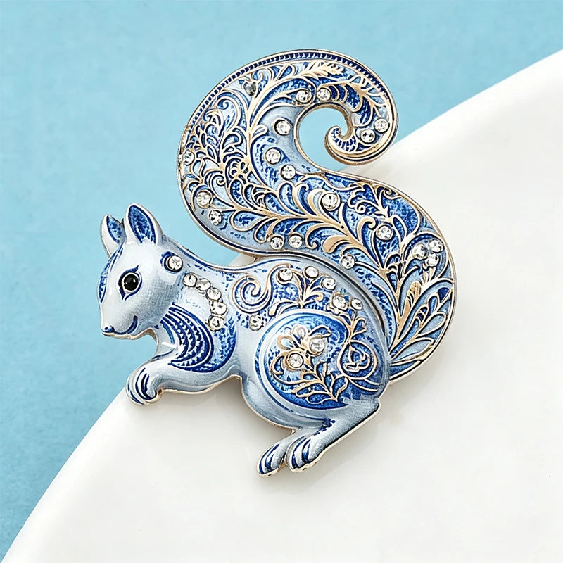 Wuli&baby Cute Squirrel Animal Brooches For Women Unisex 2-color Naughty Animal Party Casual Brooch Pin Gifts