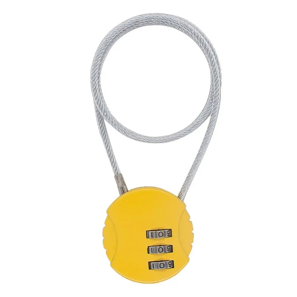 Extended Wire Rope Combination Lock 3 Digit Code Lock Password Motorcycle Helmet Metal Keyed Padlock Travel Anti-Theft Locks