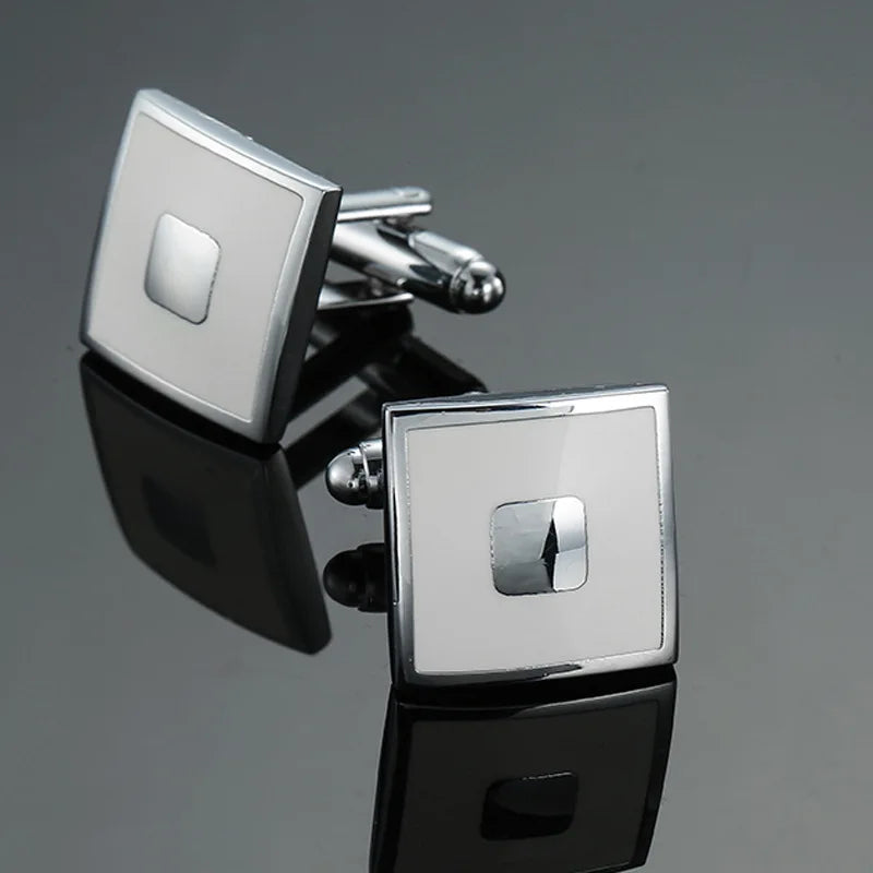 Cufflinks Man Luxury French Cufflinks Button Laser Enamel Gold Silvery Cuffs Retro Metal Buckles For Mens Shirts Tuxedo Studs