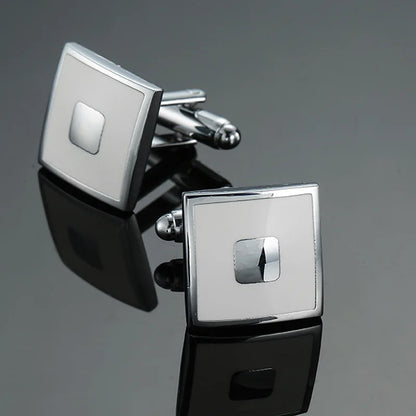 Cufflinks Man Luxury French Cufflinks Button Laser Enamel Gold Silvery Cuffs Retro Metal Buckles For Mens Shirts Tuxedo Studs