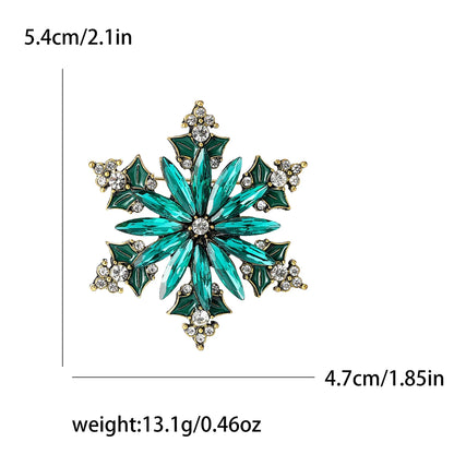 Christmas Rhinestone Snowflake Brooches for Women Unisex Pearl Flower Pins Office Party Friend Gifts Jewelry Accessories