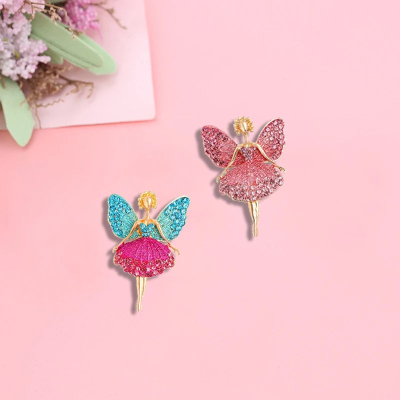 Fashionable and cute angel brooch with full diamond alloy clip