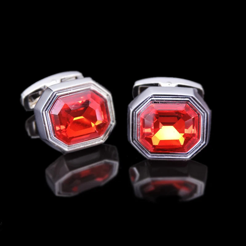 Novelty Luxury Blue White Crystal Cufflinks for Mens  Brand High Quality Design gold silvery Cuffbutton Shirt  Jewelry