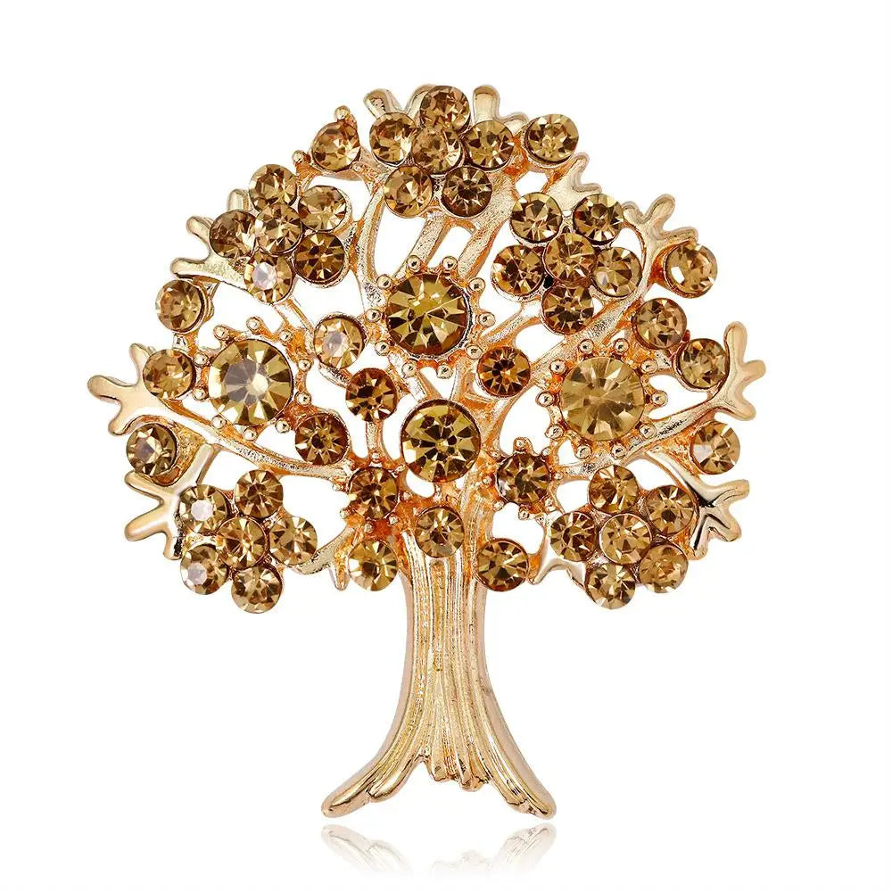 Elegant Tree of Life Brooch For Women Men Exquisite Green Crystal Zircon Tree Badges Brooches Shining Boutique Plant Decoration