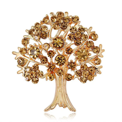 Elegant Tree of Life Brooch For Women Men Exquisite Green Crystal Zircon Tree Badges Brooches Shining Boutique Plant Decoration