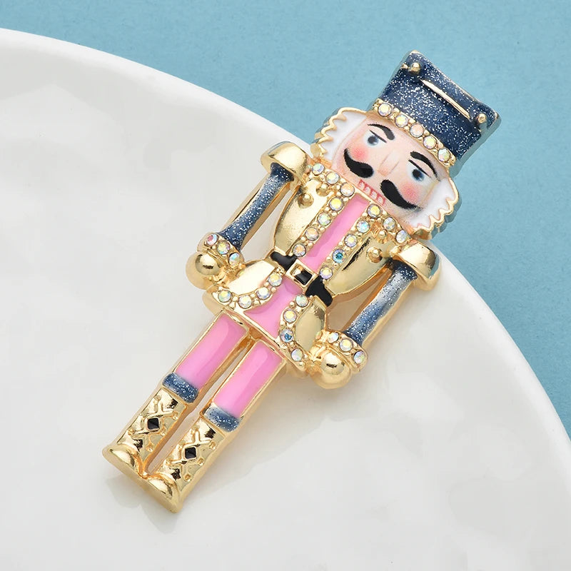 Wuli&baby Nutcracker‌ Character Brooches For Women Unisex Lovely Enamel Men Figure Party Casual Brooch Pins Gifts