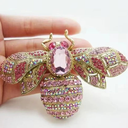 SKEDS Luxury Exaggerated Vintage Women Girls Crystal Bee Brooch Pin Fashion Elegant Lady Exquisite Insect Rhinestone Badges
